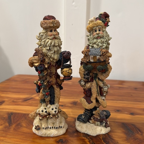 Vtg Boyds Bears The Folkstone Collection Folk Art Santa Figurines Set of 4 - Picture 4 of 11